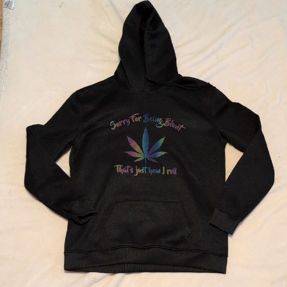 Unisex Black Hoodie with Colorful Design Size Large
